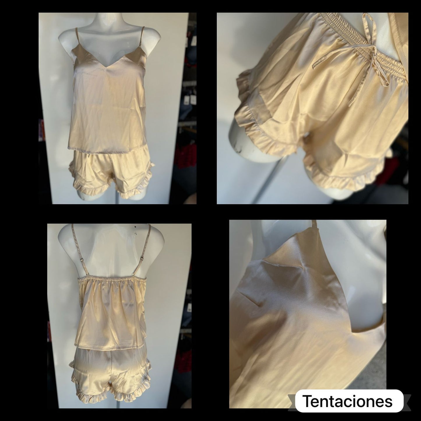 Pijama Satin short y top de tirantes ajustables