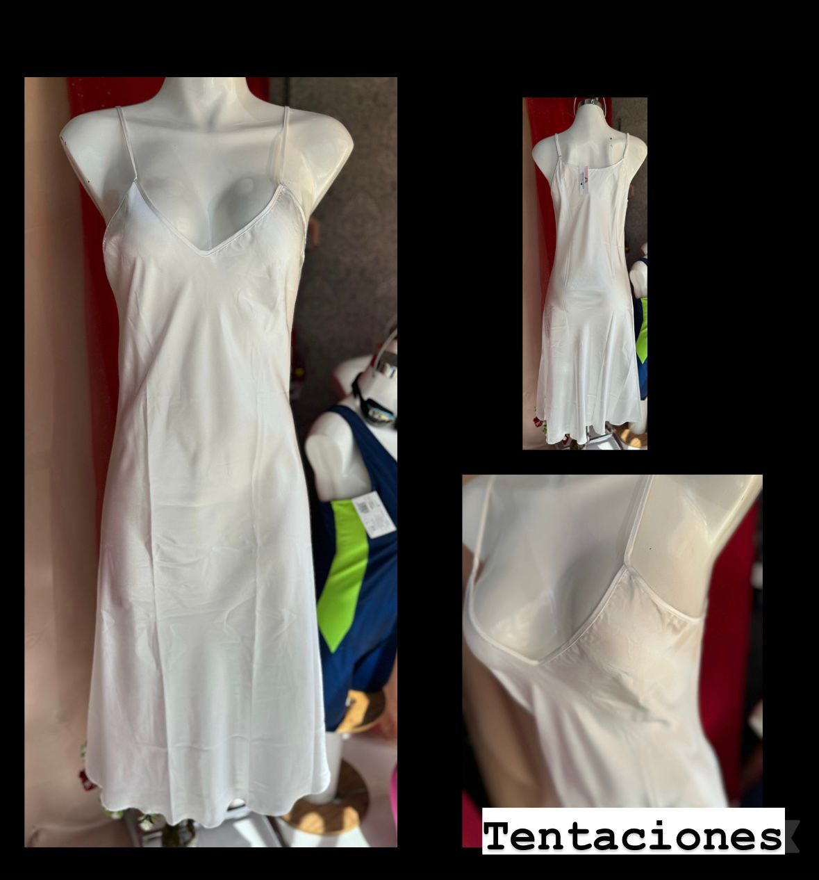Camisón tipo satin liso largo