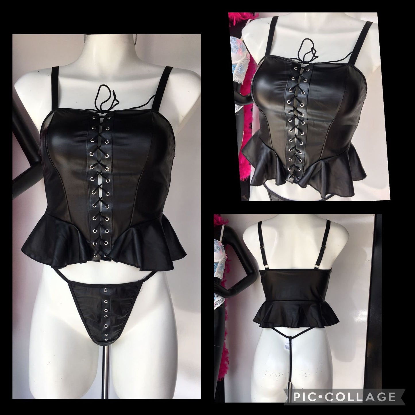 Conjunto de vinipiel negro