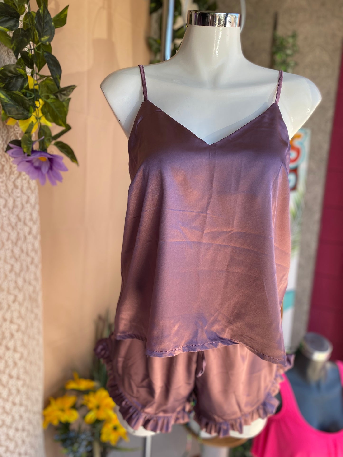 Pijama Satin short y top de tirantes ajustables