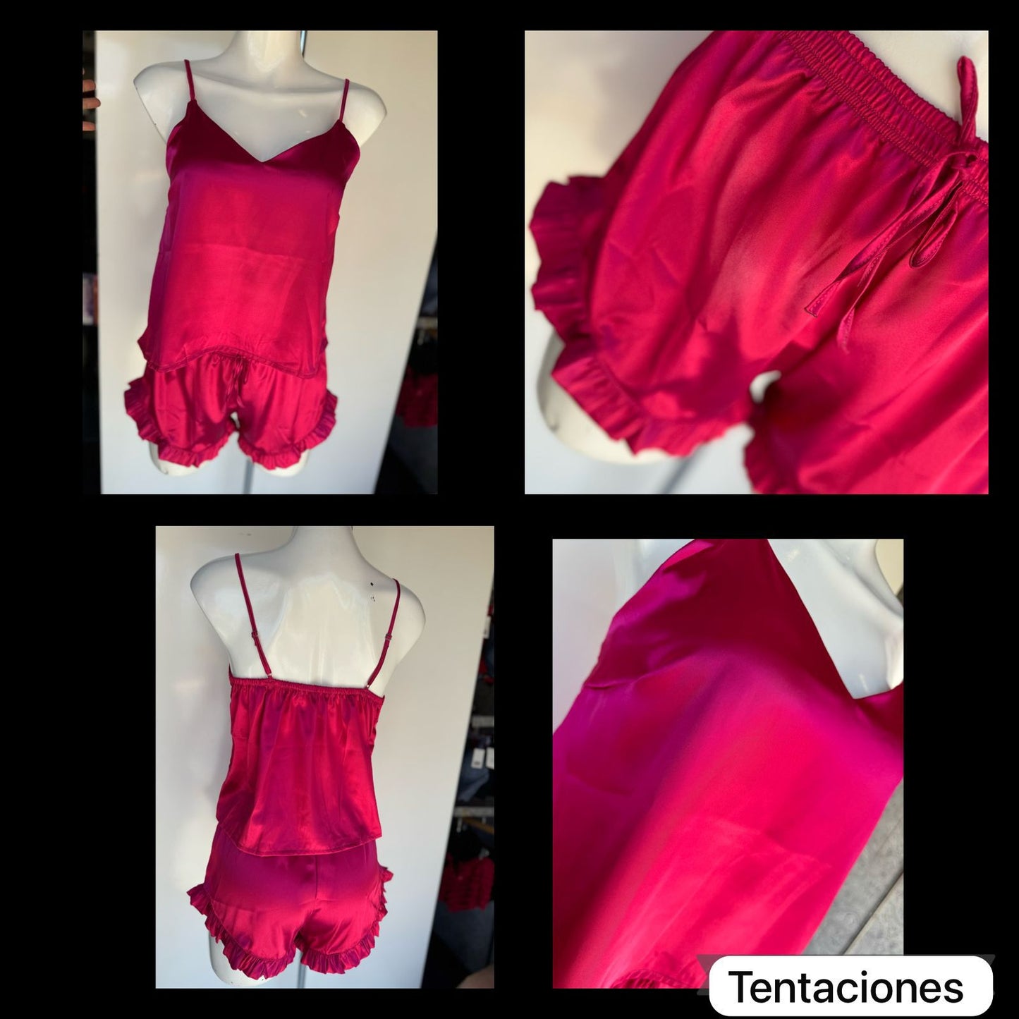 Pijama Satin short y top de tirantes ajustables