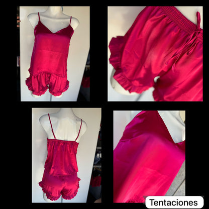 Pijama Satin short y top de tirantes ajustables
