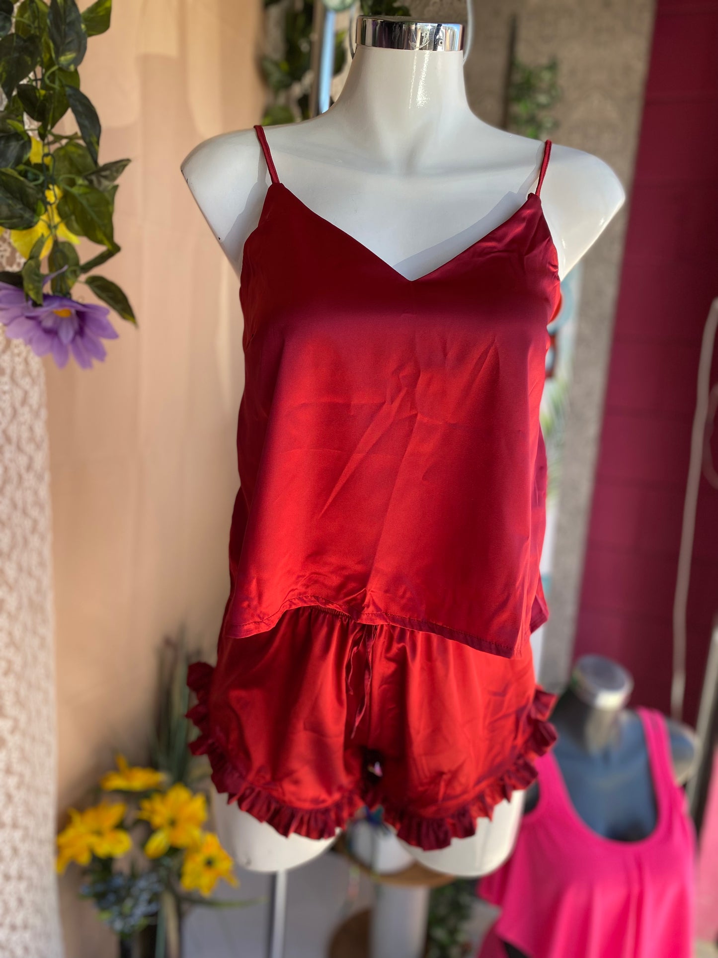 Pijama Satin short y top de tirantes ajustables