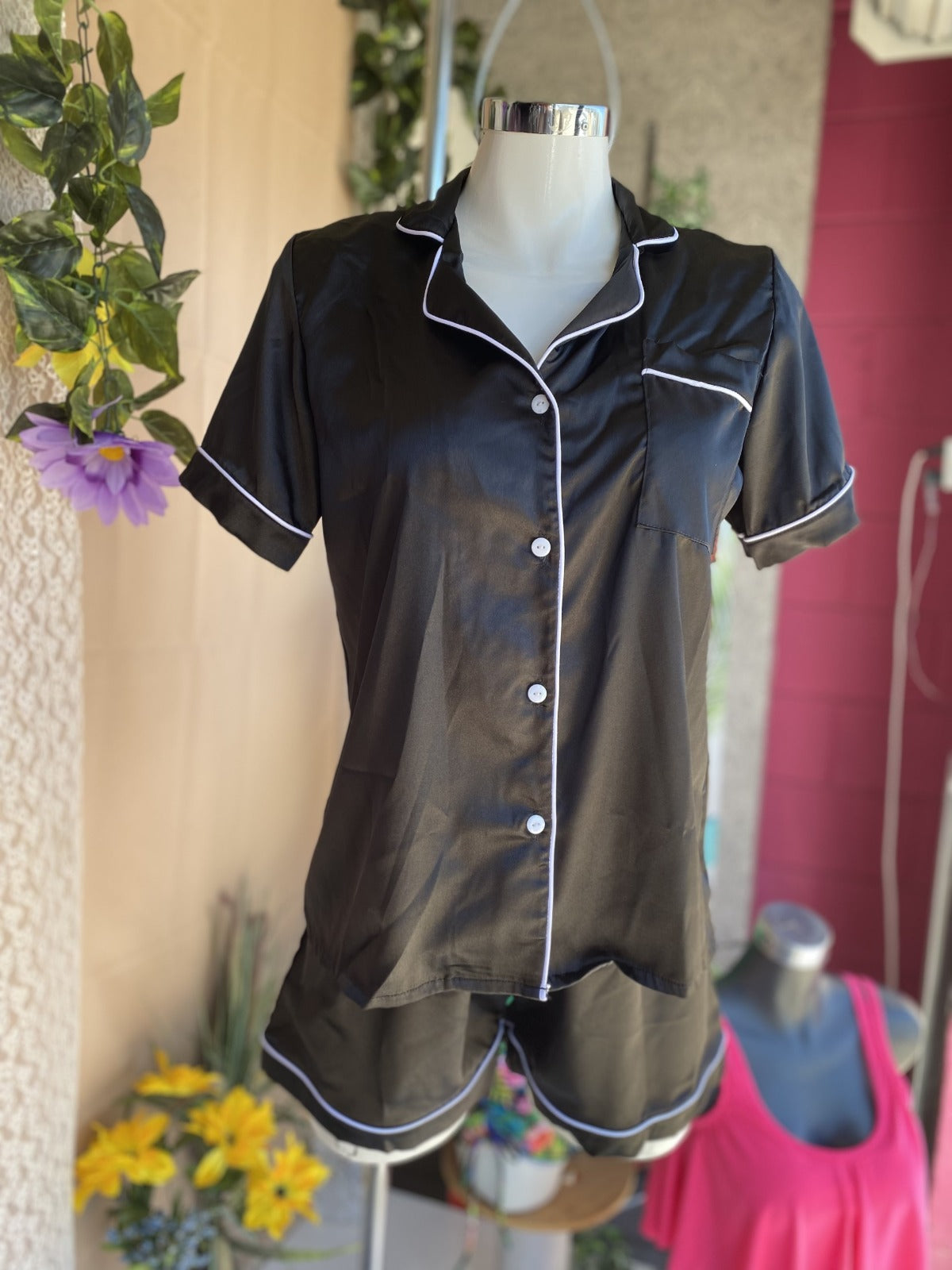 Pijama tipo Satin manga corta