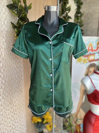 Pijama tipo Satin manga corta