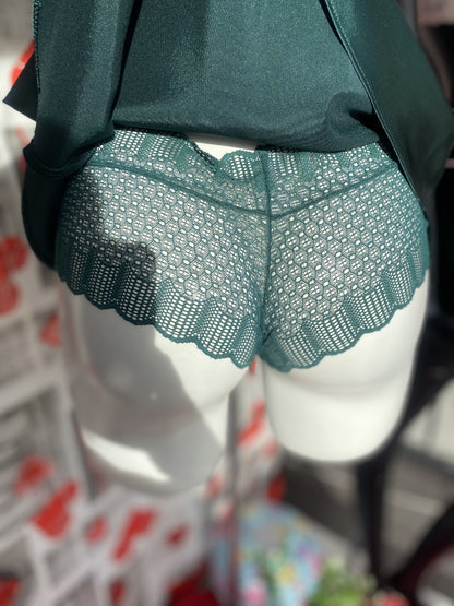 Top encaje y satin con cachetero