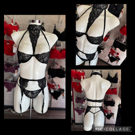 coordinado 53012 Conjunto 3 piezas negro y nude