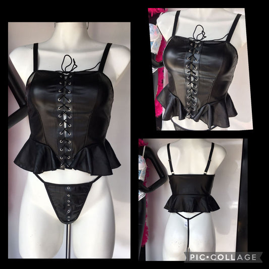 Conjunto de vinipiel negro