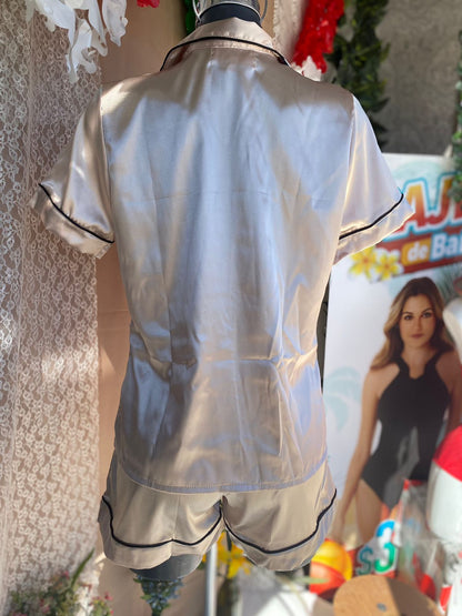 Pijama tipo Satin manga corta