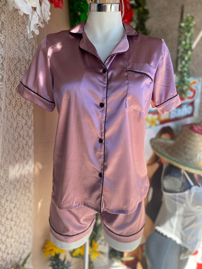 Pijama tipo Satin manga corta