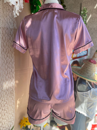 Pijama tipo Satin manga corta