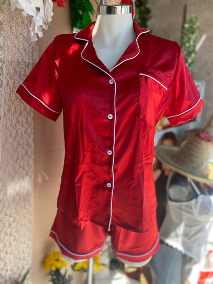 Pijama tipo Satin manga corta