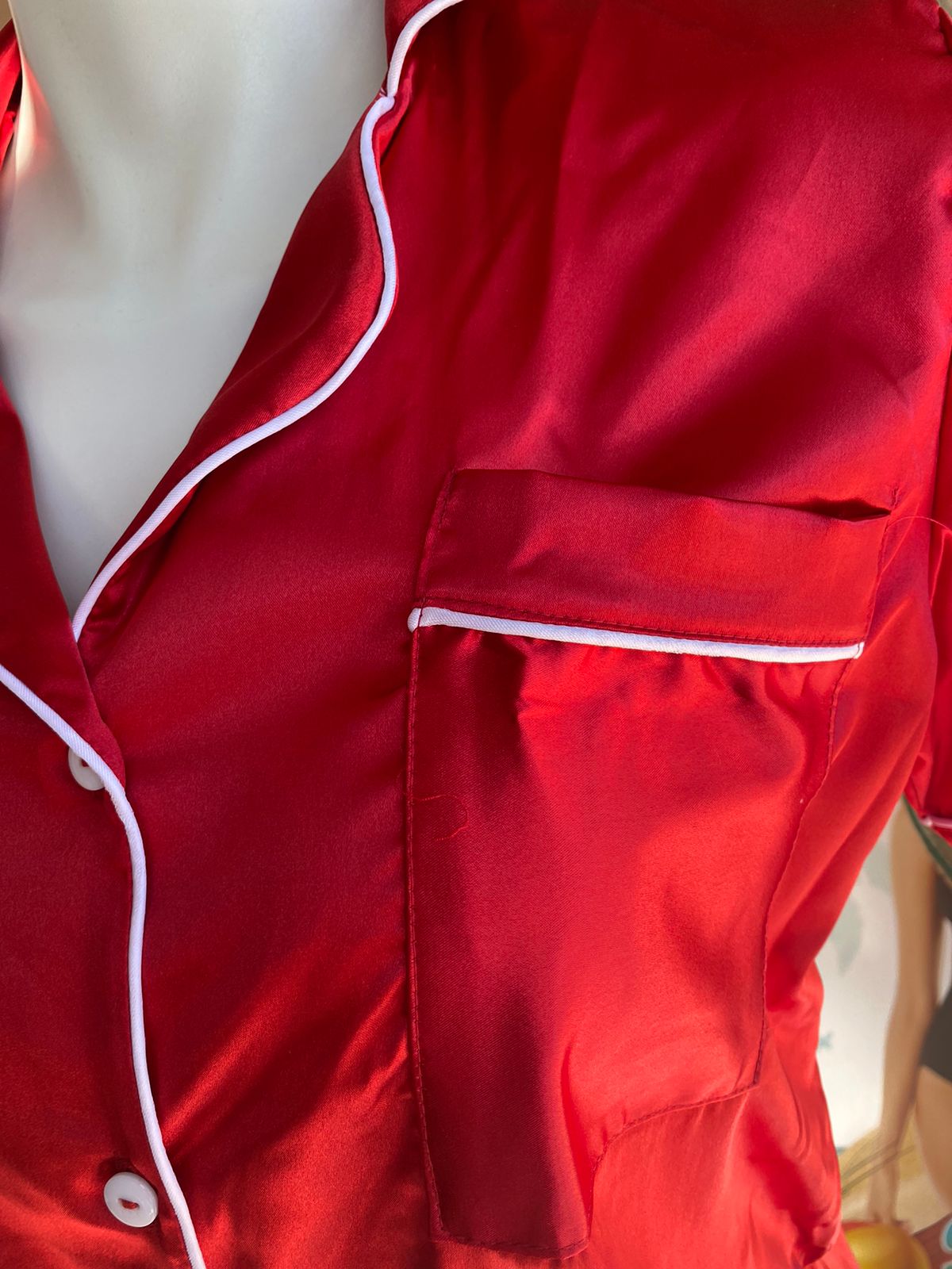 Pijama tipo Satin manga corta