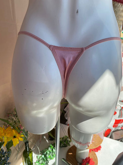 Tanga satin/encaje palo de rosa