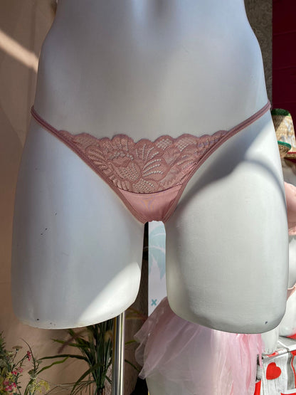 Tanga satin/encaje palo de rosa